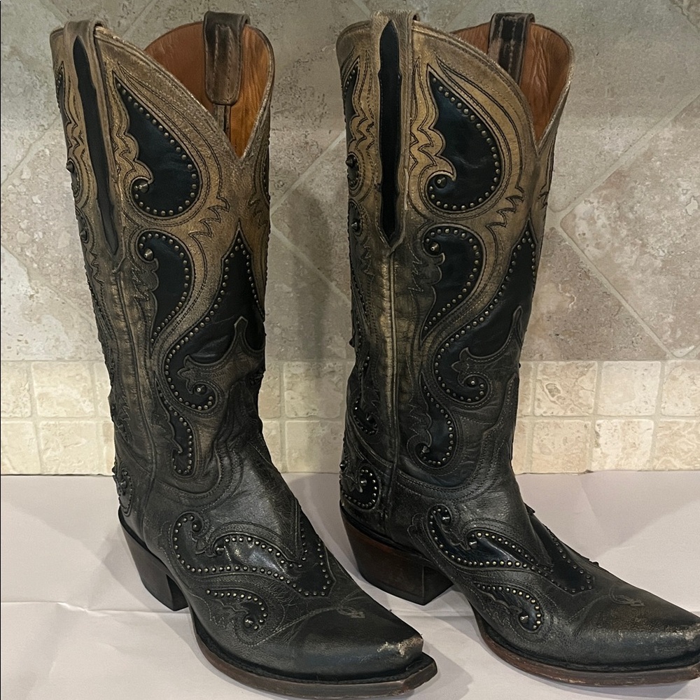 Lucchese Black and Brown Western Boots